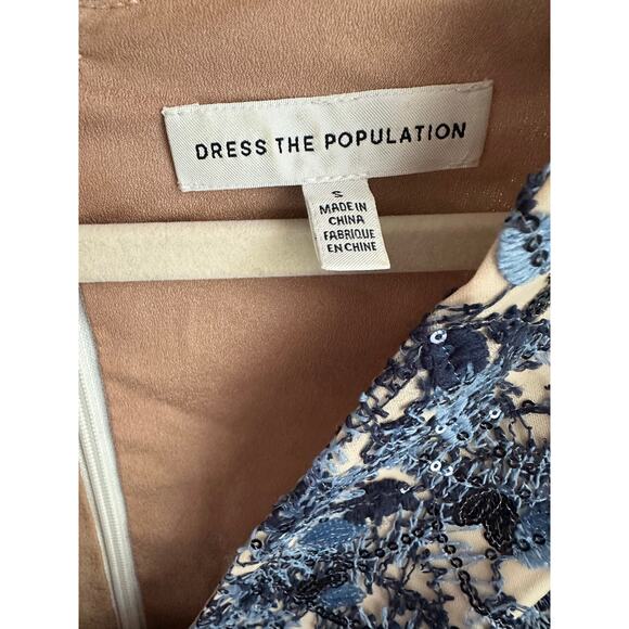 Dress the Population Sally Embroidered Sequin Fit & Flare Dress Small - Picture 9 of 9